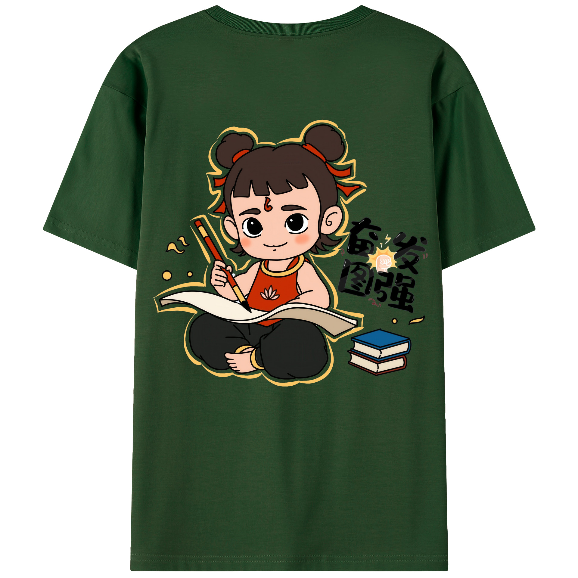 （画像用） Ne Zha 2 ナタ 魔童の大暴れ 綿100％半袖Tシャツ（背面プリント）